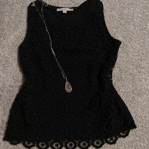 Loft crochet front tank black